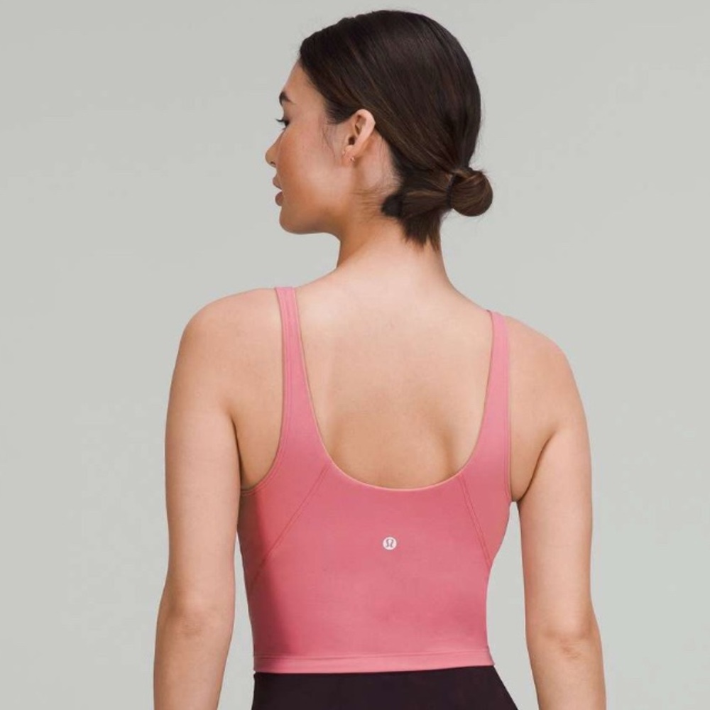 Lululemon Align Tank Top Pink Blossom Crop Top Sports Bra Size 8 Nulu W1CW8S - Picture 2 of 14